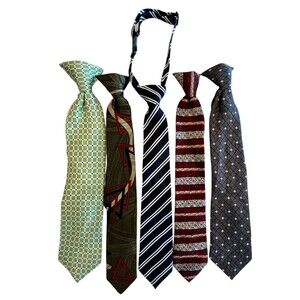 Clip-on and Snapon Ties necktie Boys Bundle of 5